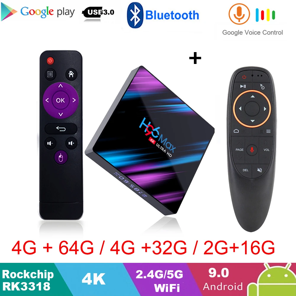 ТВ-приставка H96 MAX RK3318 на Android 9 0 4 + 32/64 ГБ 2 16 Гб | Электроника