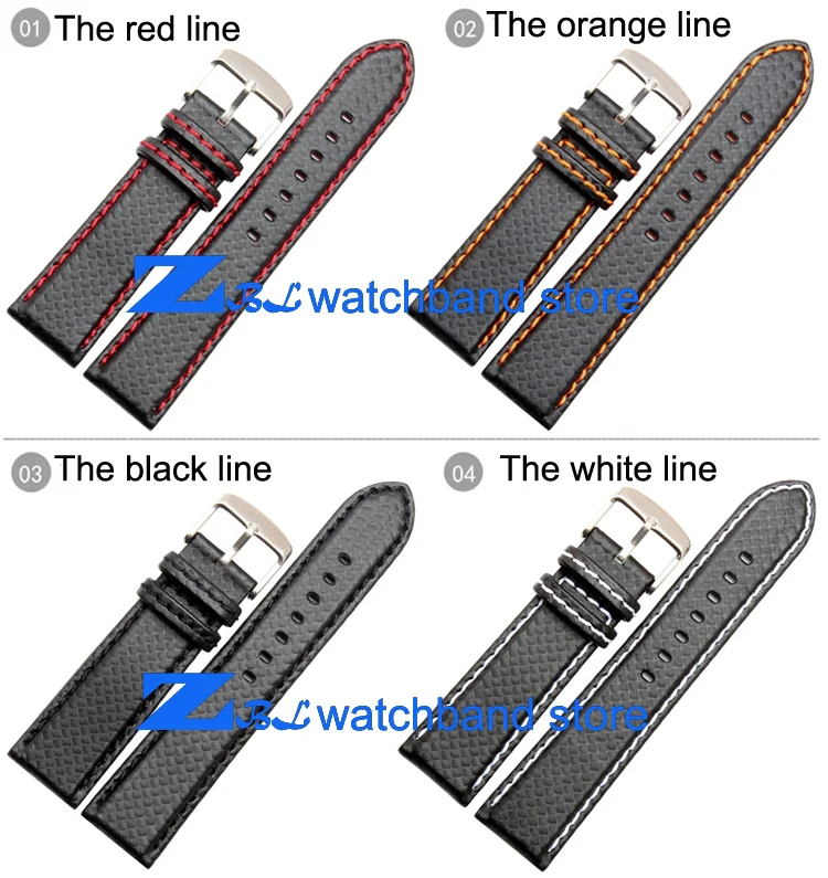 Ремешок из углеродного волокна для наручных часов сшитый оранжевый браслет