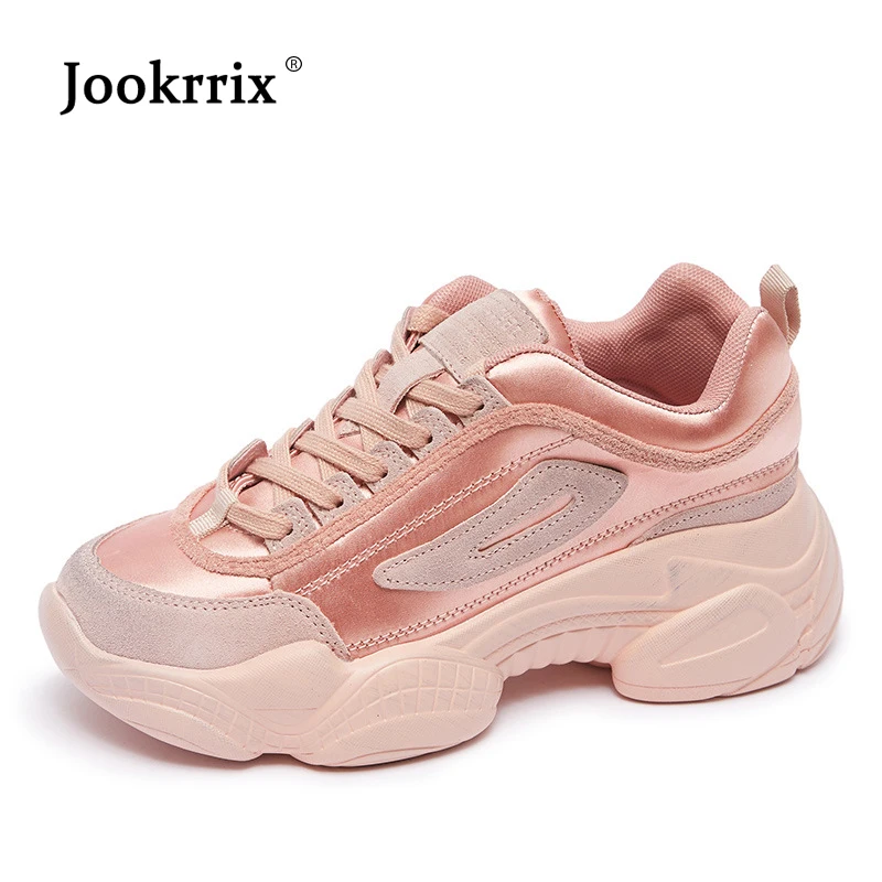 Jookrrix/Коллекция года; женские кроссовки, визуально увеличивающие рост на 6 см; сезон весна; белая кожаная обувь на платформе; женские кроссовки; модная повседневная обувь для женщин