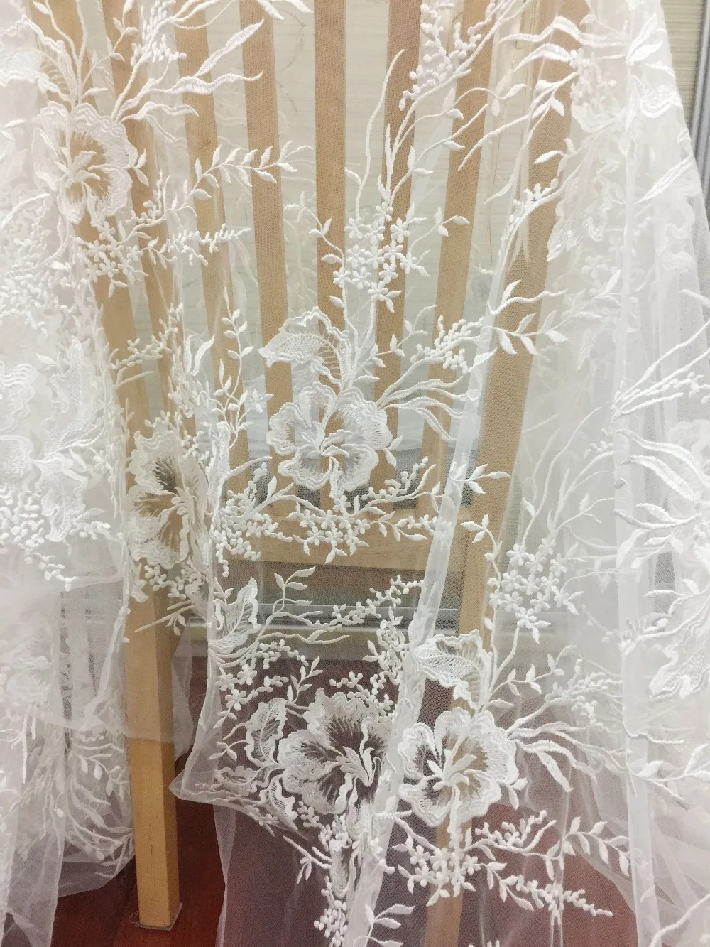 Тюль с прозрачными блестками 1 ярд кружевная ткань цветочной вышивкой для