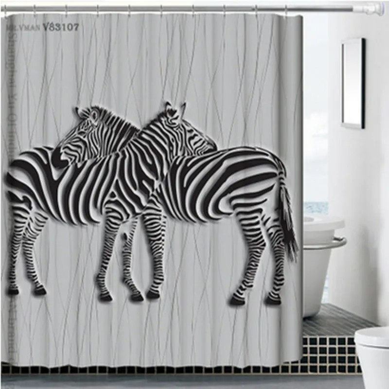 

Free shipping + sell like hot cakes polyester shower curtain thicken waterproof mouldproof shower curtain 3 d animal world