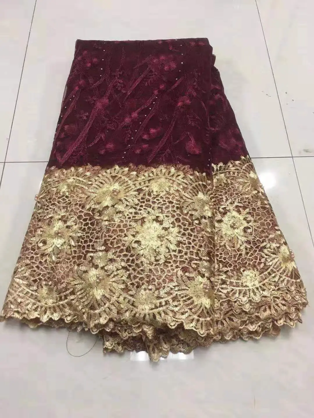 

Wholesales!2019 Latest Cheap African Net Lace Fabric Nigerian Lace Fabric High Quality Beads French Lace For Wedding DressKHX14E