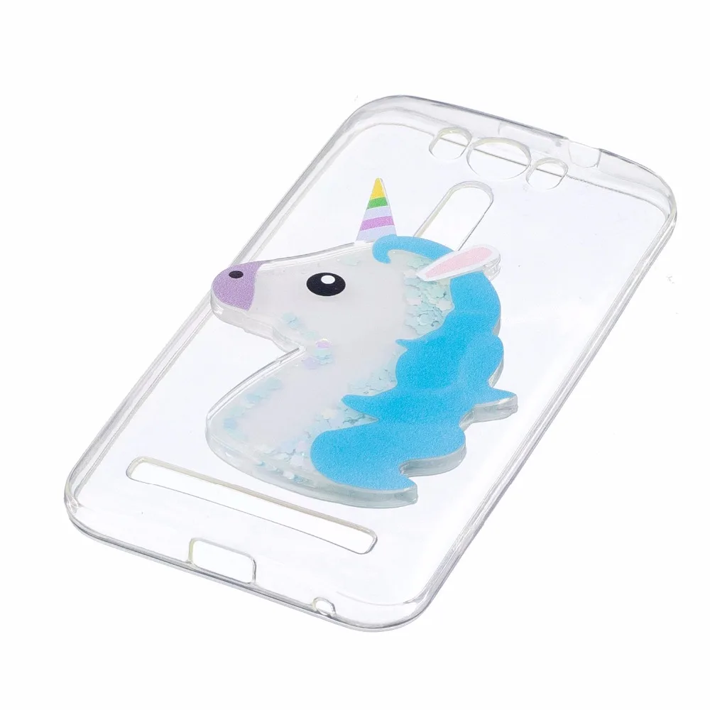 For Asus ZE500KL Cover Luxury 3D Quicksand Unicorn Soft Transparent TPU Case ASUS ZenFone 2 Laser Cases Back |