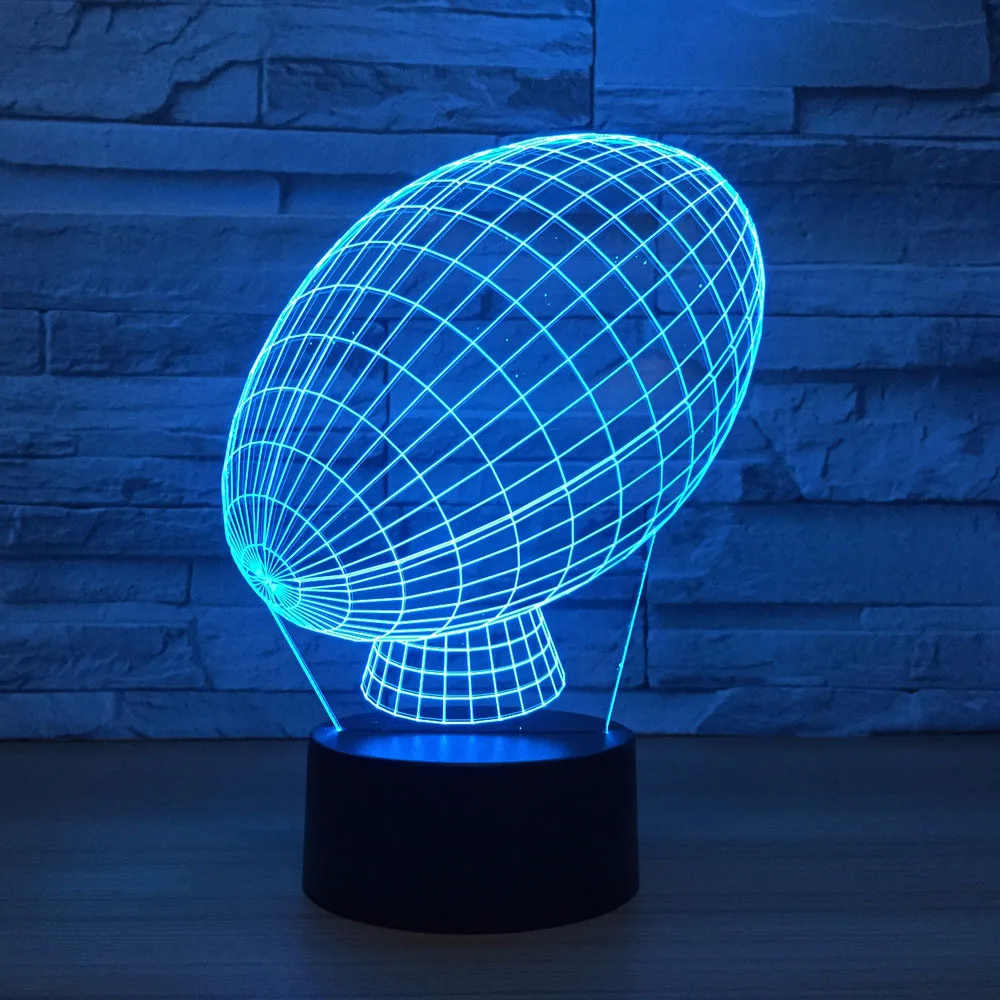 7 цветных 3D визуальных светодиодных ламп для детей сенсорный Usb-светильник регби