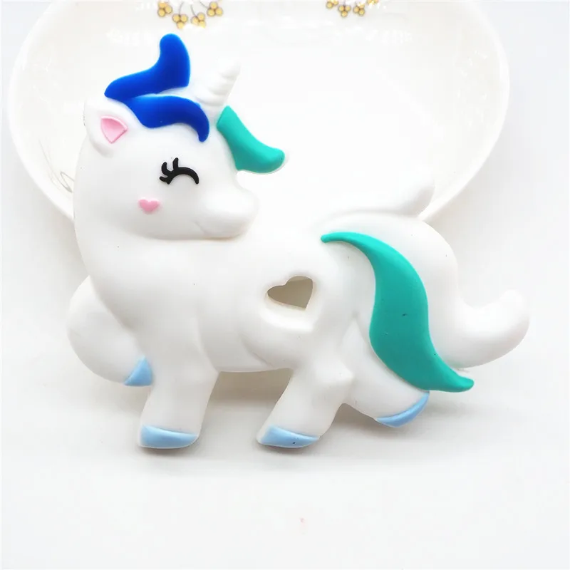 Chenkai 1PC BPA Free Silicone Unicorn Teether DIY Newborn Baby Shower Pacifier Dummy Teether Charm Sensory Toy Accessories