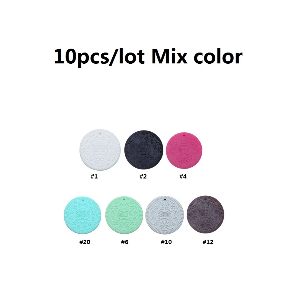 YYY004-MIX COLOR BOBO. BOX, 10 шт., Детские Силиконовые Прорезыватели, BPA бесплатно, игрушка для прорезывания зубов, печенье, подвеска, ожерелье, детское кольцо для прорезывания зубов, подвесная игрушка - Цвет: YYY004-MIX COLOR