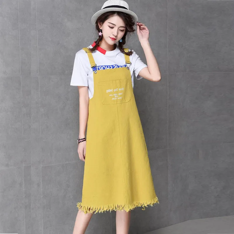 Женское джинсовое платье на бретельках Молодежный летний сарафан без рукавов с