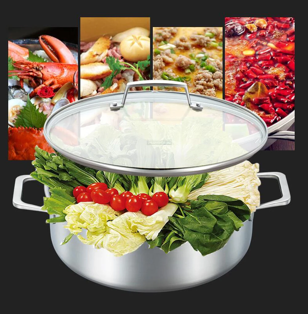 Стоковые горшки суп 304 нержавеющая сталь кастрюля бытовая суповая плита газовая