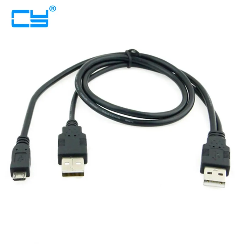USB 2 0 два штекера к Micro 5P Мужской Y кабель 80 см для внешнего жесткого диска |