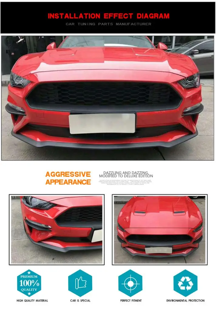 Для Ford Mustang 2 Шт Автомобильные наружные передние Противотуманные фары лампы век бровей полосы отделка тюнинговые молдинги ABS