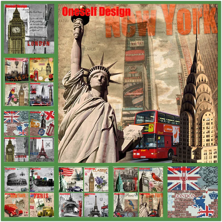 Алмазная 5D картина полноразмерная ретро-мозаика в европейском и американском