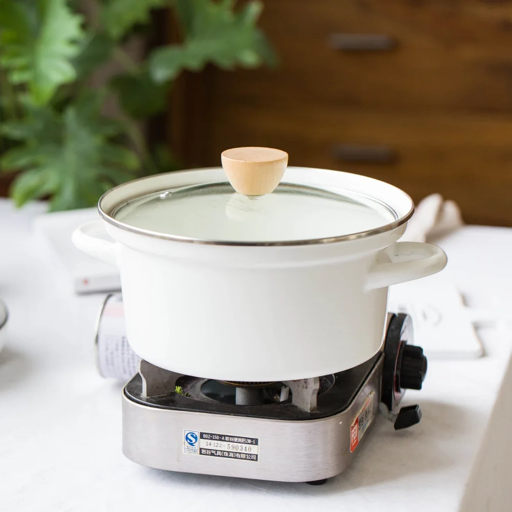 Креативная эмалированная кастрюля с толстой плоской подошвой fire general|enamel pot|enameled