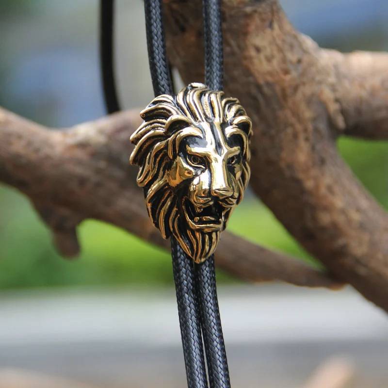 Original designer bolotie Stainless steel Lion head shape pendant bolo tie for men personality neck accessory free shipping | Аксессуары