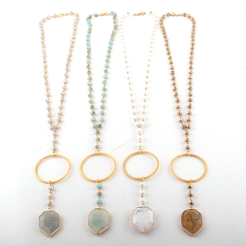 MOODPC модные ювелирные изделия 6 мм натуральный камень четки цепь и стеклянные