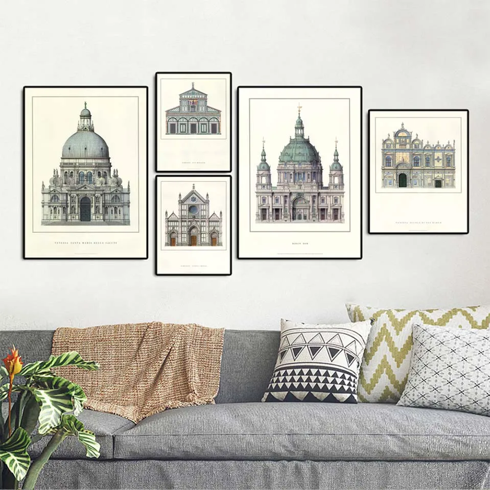 Home Decoration Wall Art Canvas Poster and Print Painting Decorative Picture For Living-room Architecture castle |