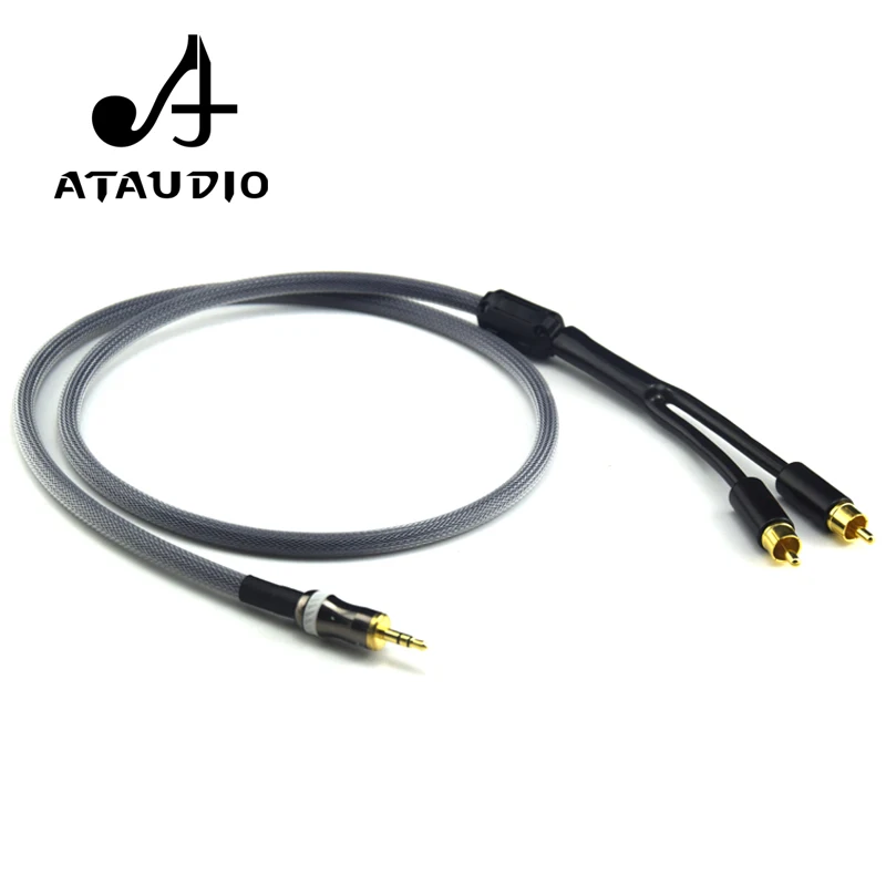 ATAUDIO Hifi стерео 3 5 мм к 2rca кабелю высокое качество 6N OFC Джек 2 RCA Штекерный кабель|2 rca