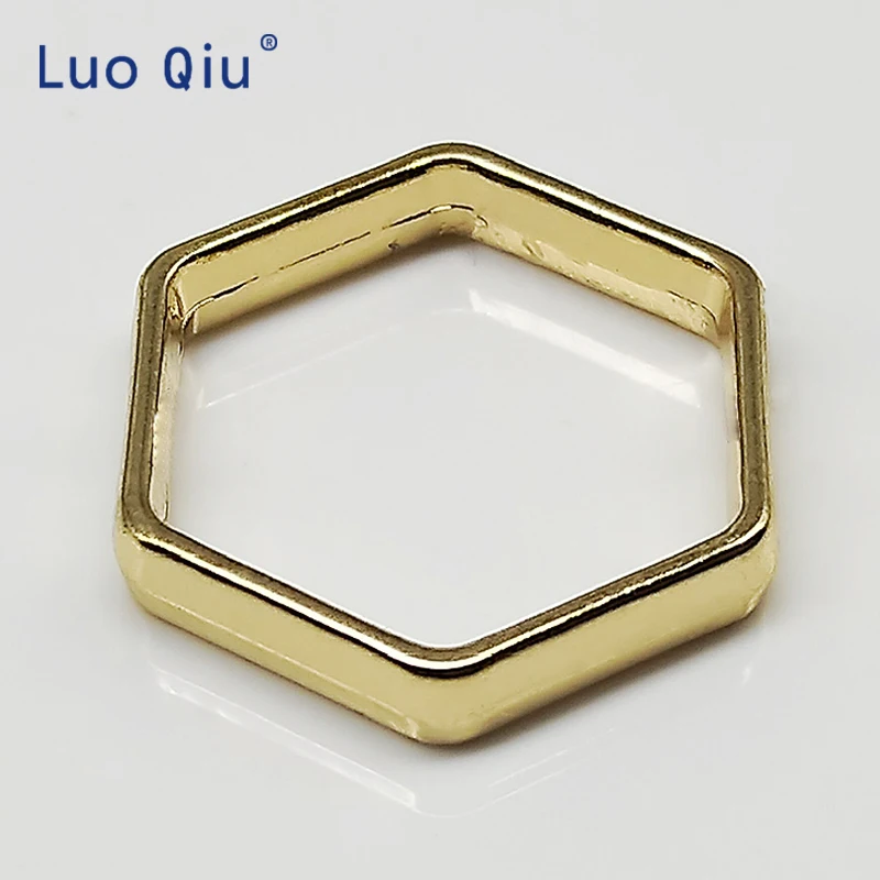 Золотая Шестигранная металлическая пряжка для ремня слайдеры регулирующая