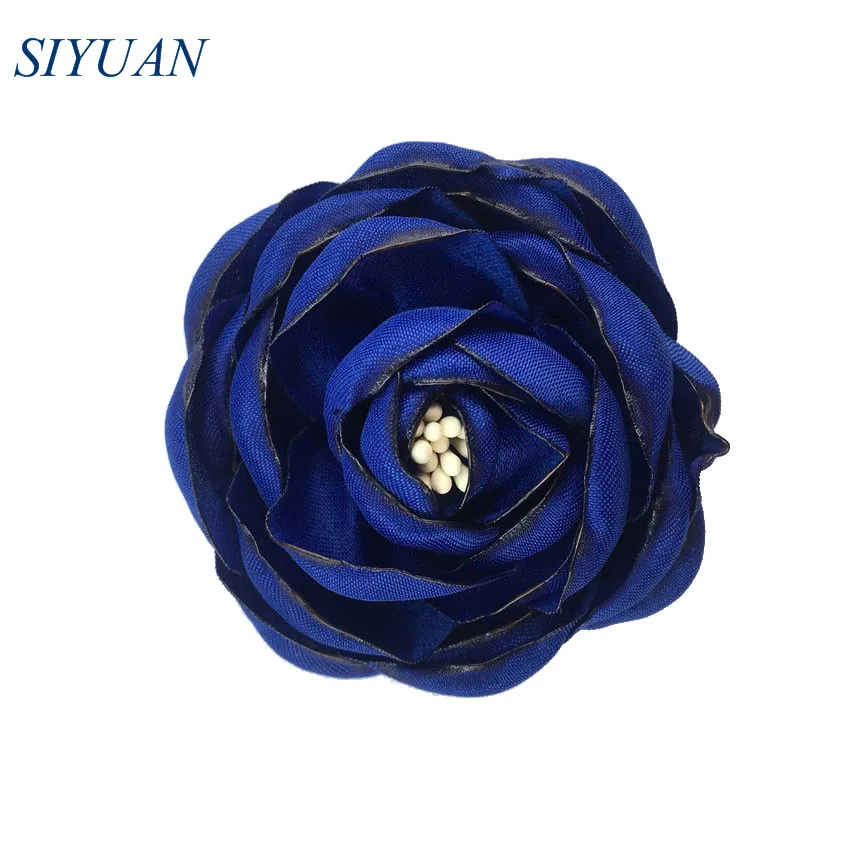 6-royal blue 5 шт./лот 2,4 ''классический сгоревший атласный цветок Camelia с зажимом для волос 20 цветов аксессуары для волос для девочек TH284 - Цвет: 6-royal blue