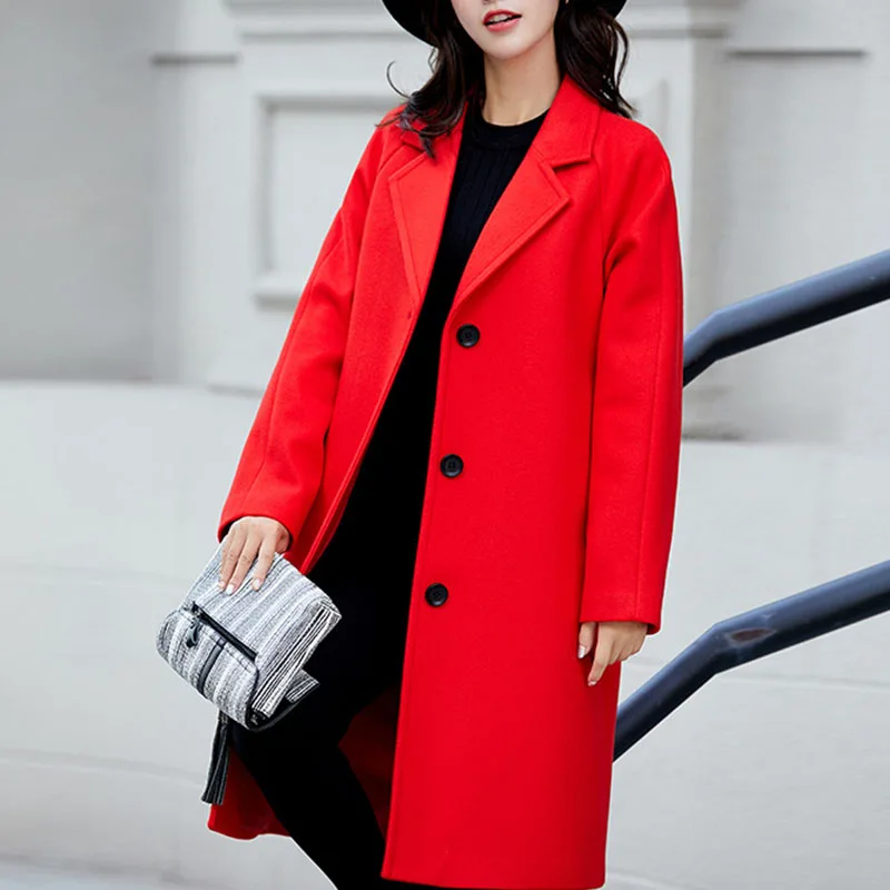 Длинное шерстяное пальто женское свободное куртка для женщин Осень зима manteau femme