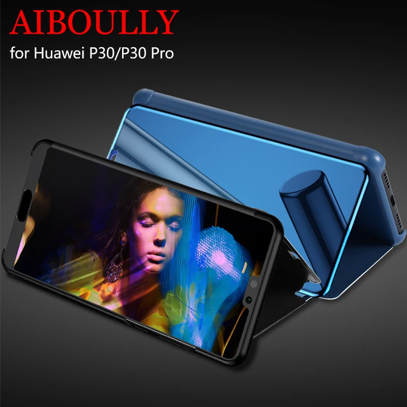 Прозрачный зеркальный чехол для смартфона Huawei P20 P30 Pro модные кожаные чехлы с