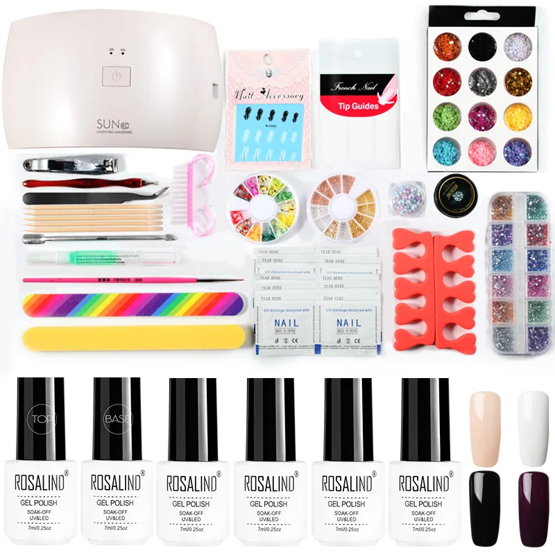 Набор для ногтей ROSALIND с лампой набор маникюра инструменты верхнее Базовое
