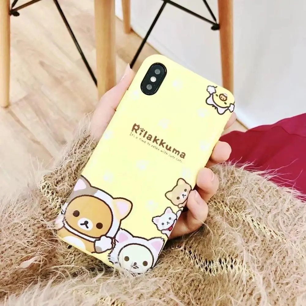 10pcs/lot Cartoon Relax Kuma Bear Phone Case For iPhone11 Pro IMD Soft TPU Cover XS MAX 6s/8 7plus Body Shell Protection |