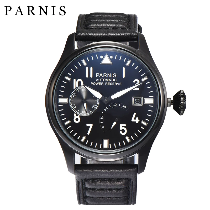 47 мм Parnis Автоматические Мужские часы с автоматической датой фазой Луны
