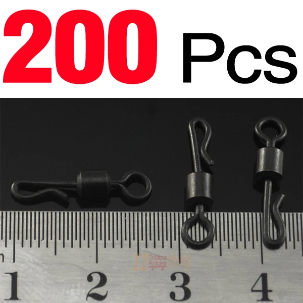200Pcs MNFT 200 шт. рыболовные поворотные оснастки длинный корпус q-образный поворотный матовый черный цвет для карповых рыболовных снастей UK8# быстросменный поворотный - Цвет: 200Pcs