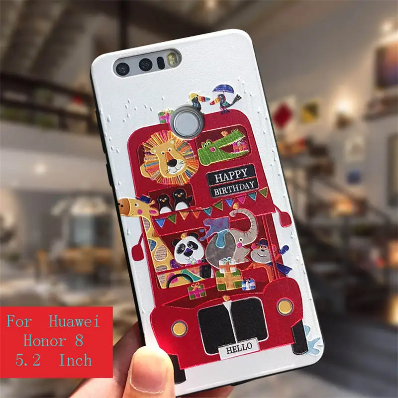 Чехол для Huawei Honor 8 чехол мягкий 3D рельефный рисунок с рисунком силиконовый чехол задняя крышка мобильного телефона чехол бампер 5,2 ''Coque - Цвет: NO 1