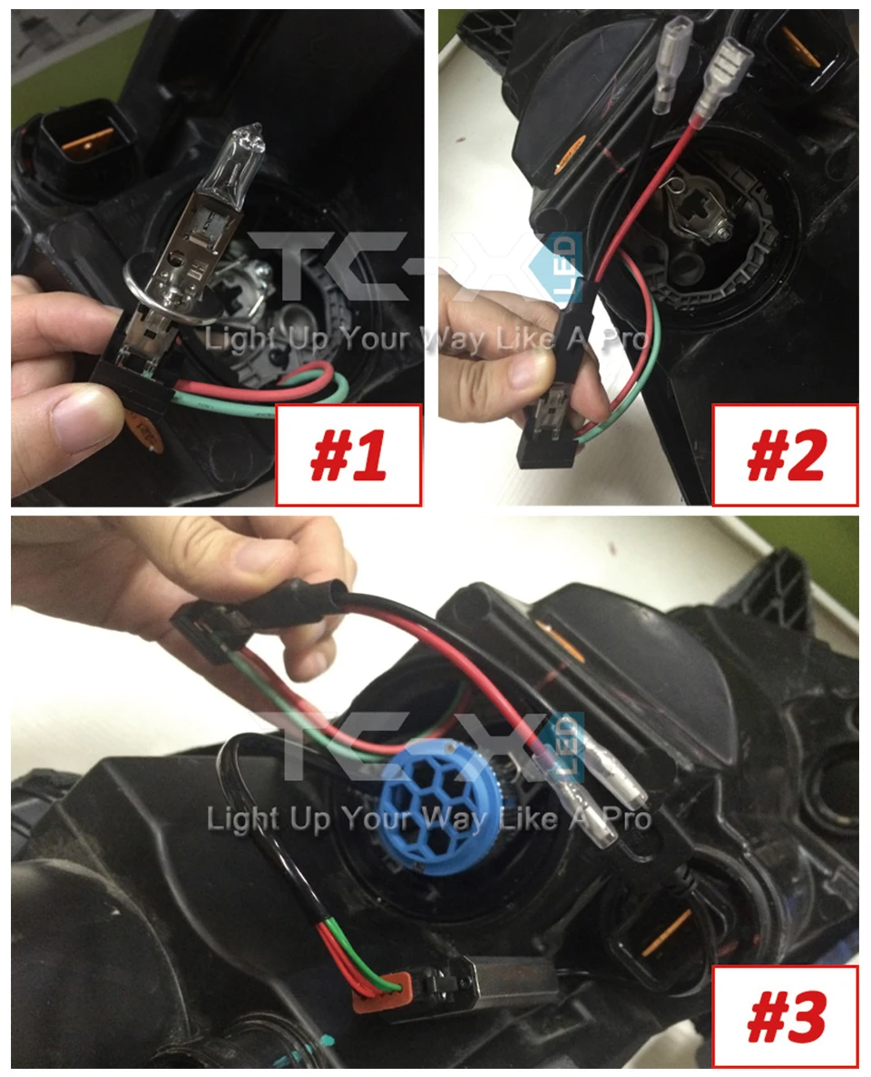 2 шт. H1 светодиодный фары один диод модернизации Удлинительный провод 10 см