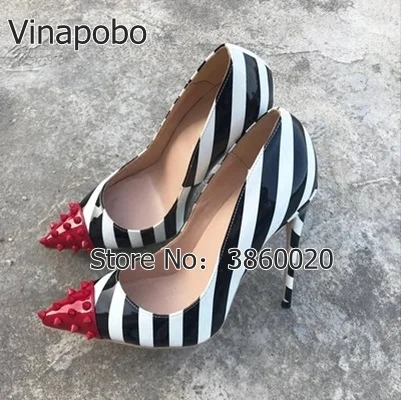 Женские туфли-лодочки с заклепками Vinapobo пикантные на высоком каблуке 12 см/10 см/8