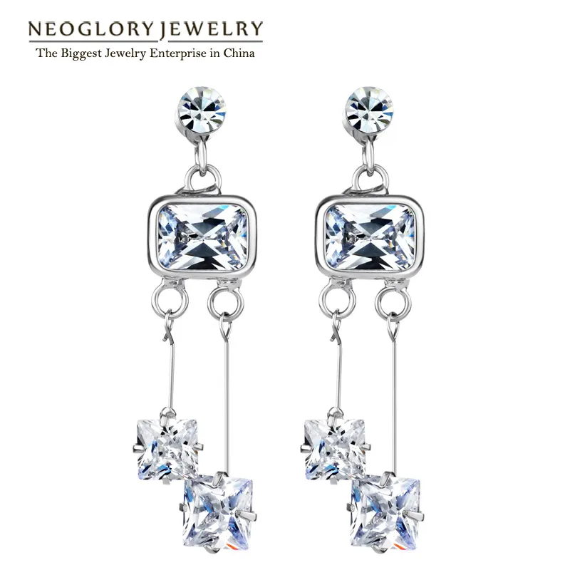 Neoglory Оден Стразы Циркон Мода Висячие серьги геометрические для женщин brincos Vintage