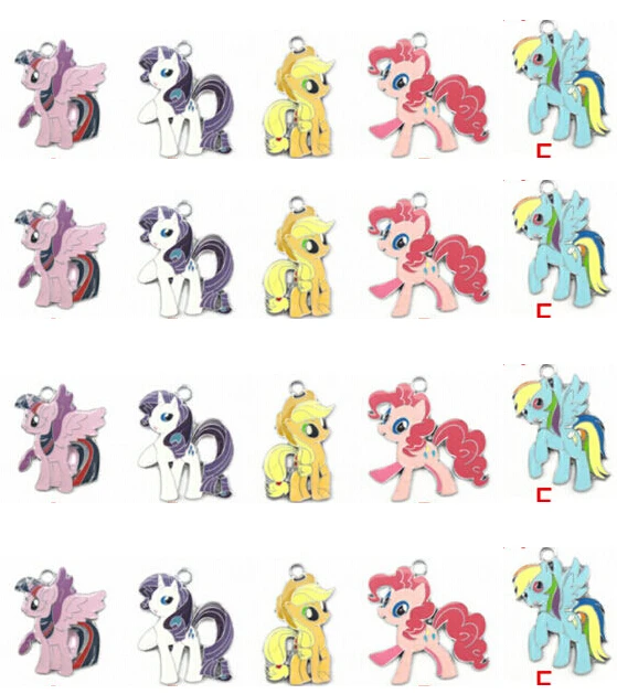 Новый смешанный мультфильм мой маленький пони 5 цветов Эмаль Металлические