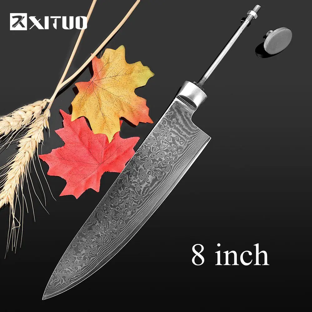 chef knife blank XITUO High Quality Damascus Chef Knife Blade Blank DIY Handmade Creation Kitchen Steel Billet Material Hand Tools Turkey Salmon - Цвет: chef knife blank