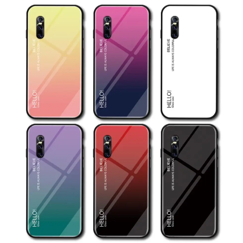 ДЛЯ vivo X27 чехол тонкий мраморный градиентный цвет Закаленное стекло силиконовый