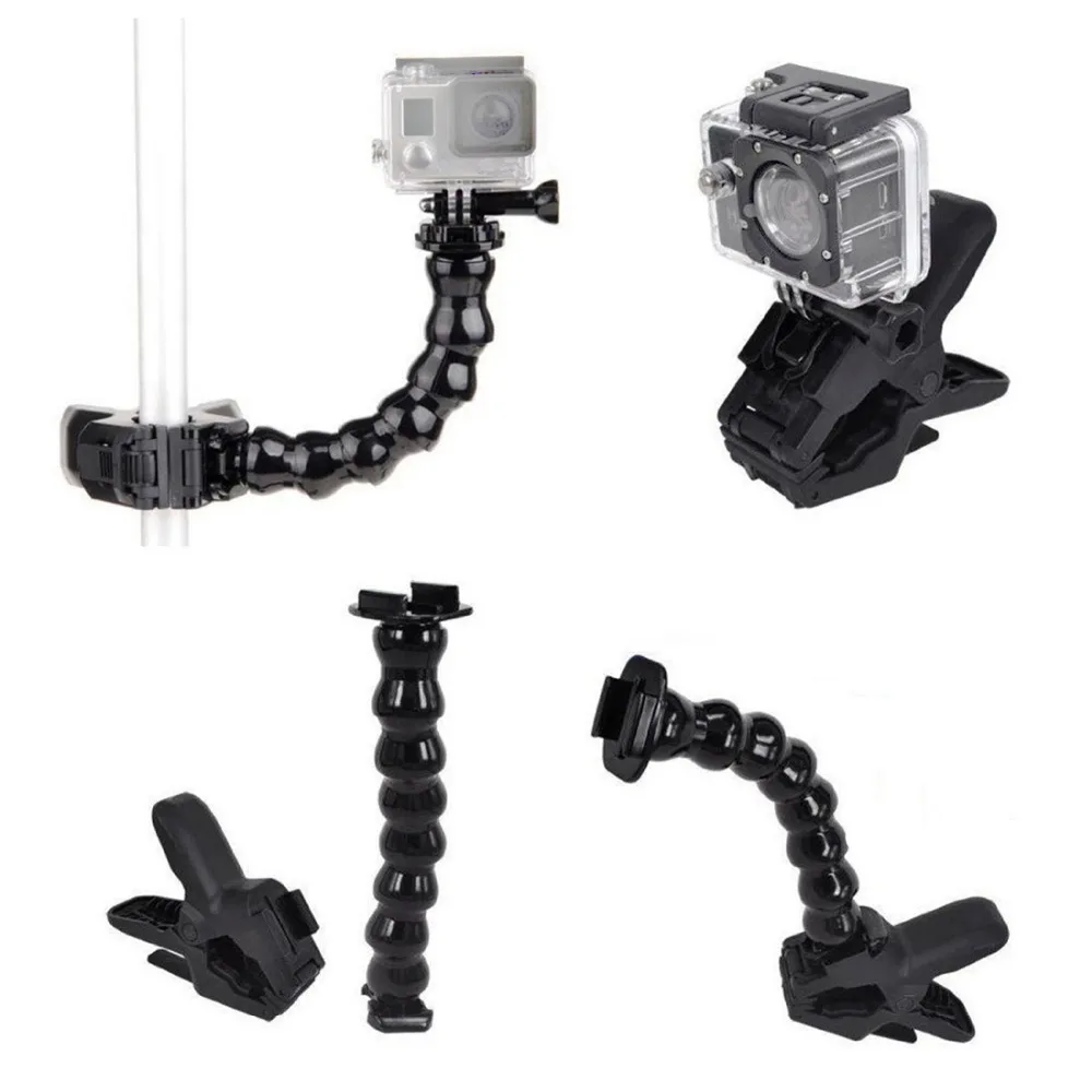 Jaws Flex Clamp Mount + 8 суставов Регулируемая гусиная шея для Gopro Hero 4 3 аксессуары камеры |