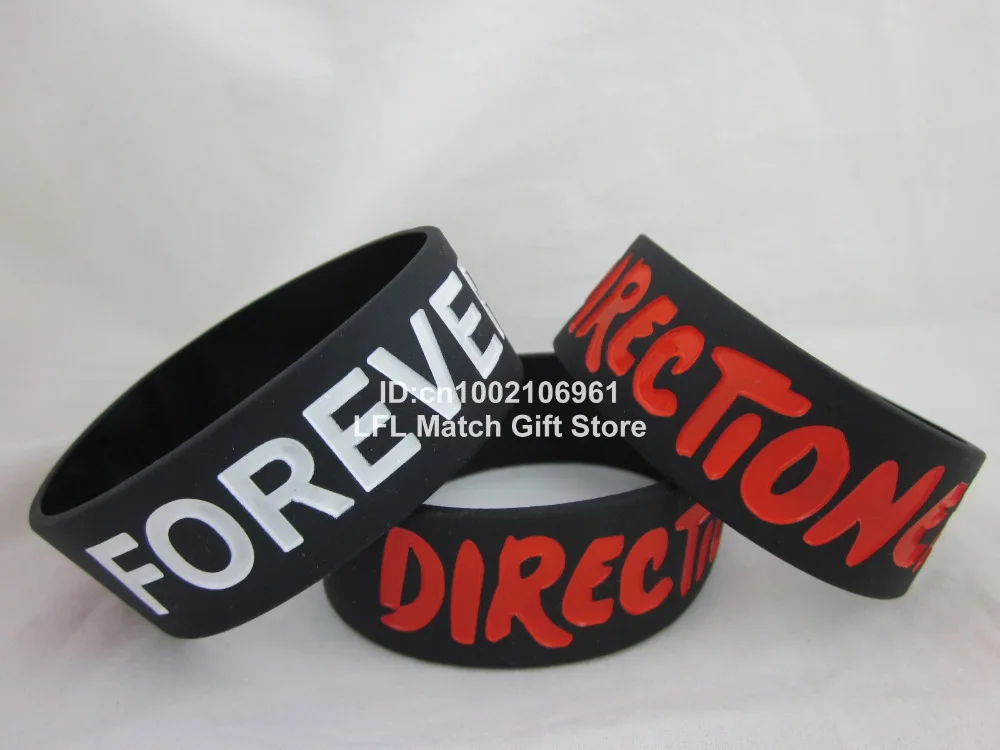 Directioner Forever One Direction bracelet promotion gift filled in colour silicon wristband 50pcs/lot free shipping | Украшения и
