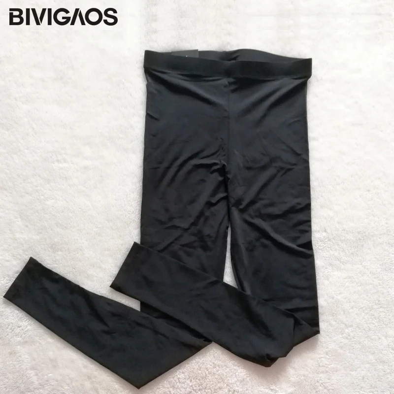 BIVIGAOS новые летние ледяные шелковые крутые черные защитный чехол тонкие Стрейчевые обтягивающие легинсы для занятий спортом женские леггинсы до щиколотки Сексуально Узкие брюки