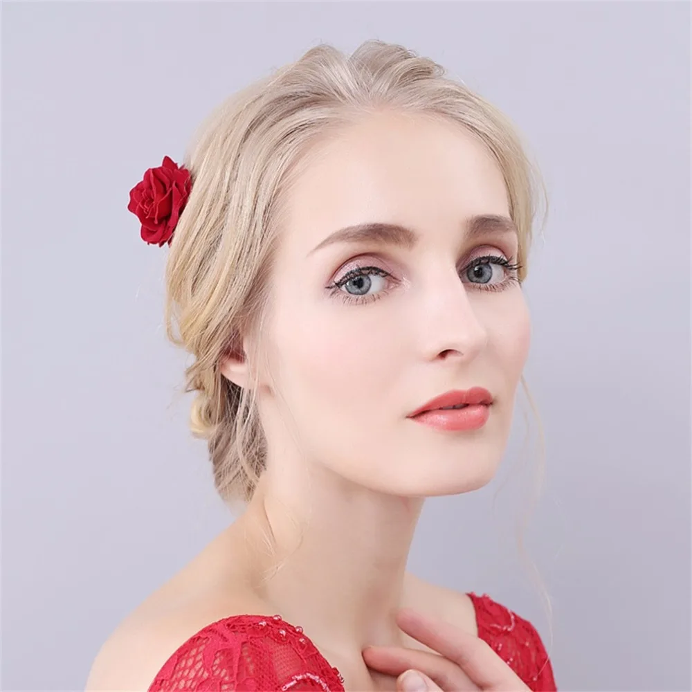 YAZILIND красная роза свадебный гребень для волос заколки ручной работы свадебные