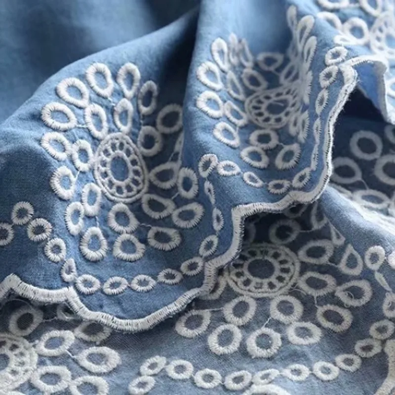 Женское джинсовое платье с круглым вырезом коротким рукавом бабочкой и