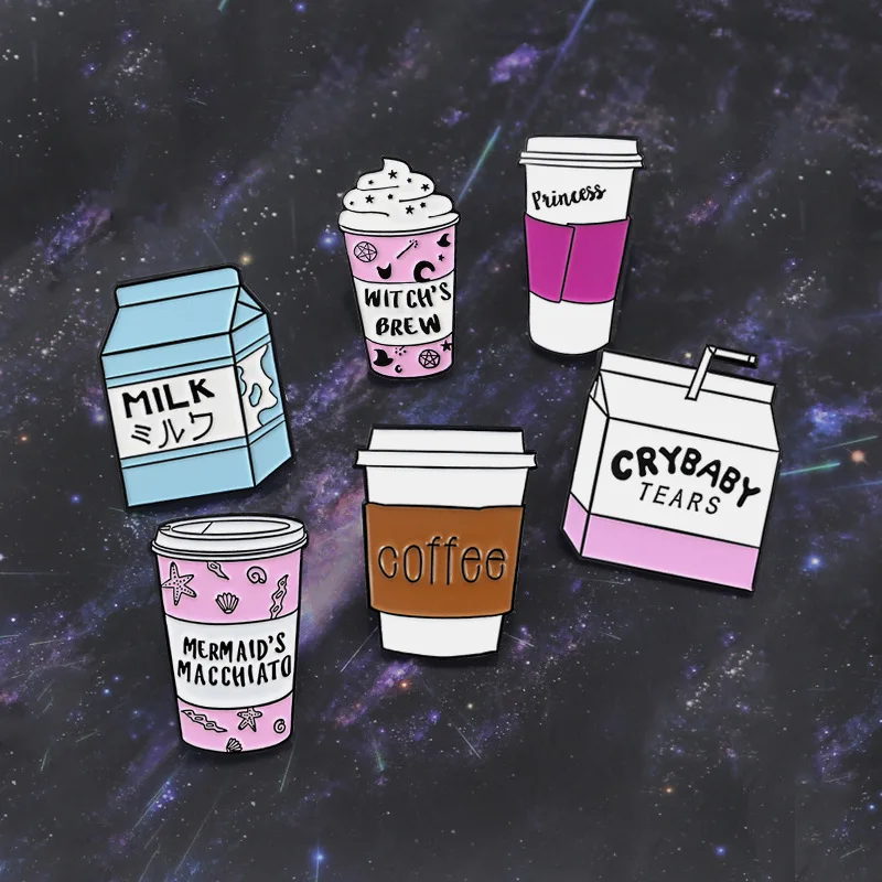 Розовая молочная коробка кофейная чашка капучино капельная брошь Волшебная