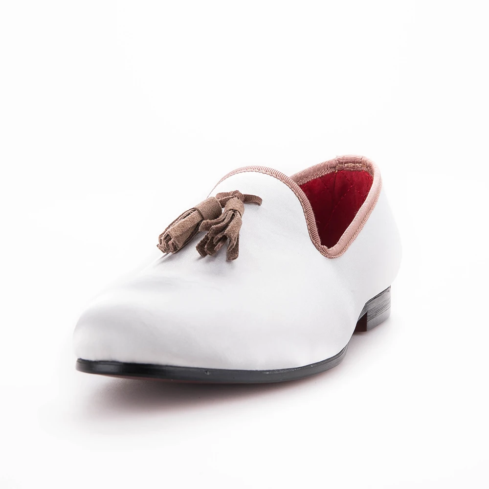 Новинка мужские туфли-лоферы ручной работы белого цвета украшенные стразами и