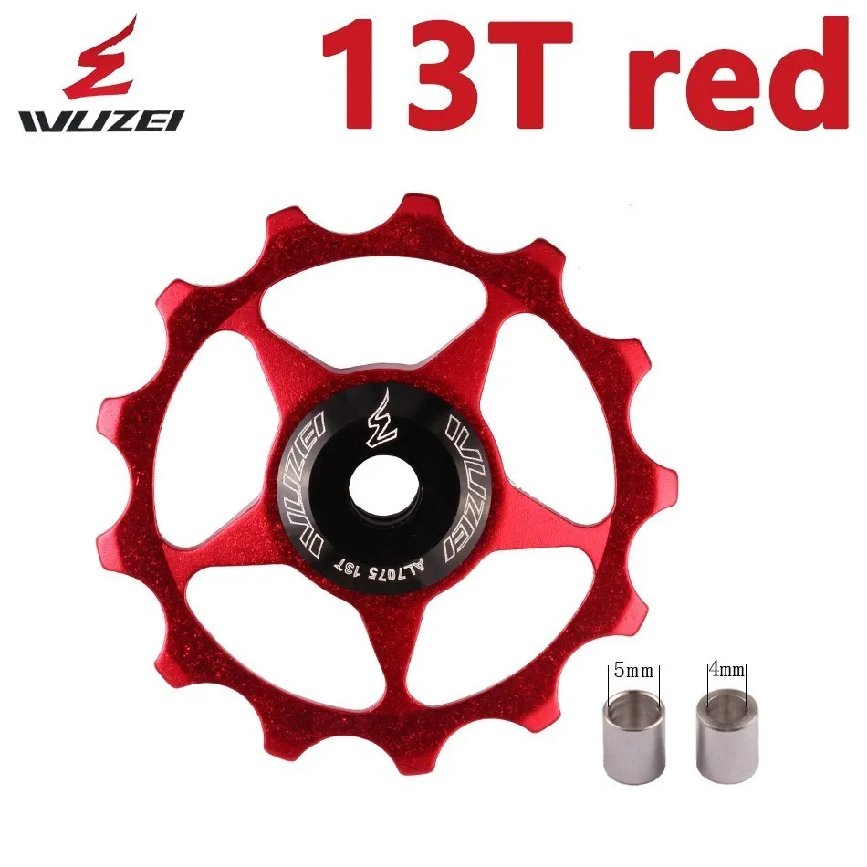 13T bearing red 1 шт. горный велосипед задний переключатель направляющий натяжной шкив из алюминиевого сплава 13 т Натяжное колесо MTB/дорожный велосипед задний переключатель запчасти - Цвет: 13T bearing red
