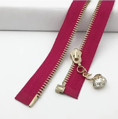 deep rose red Горячая 60 см 80 см металлическая молния Чистый медный светильник золотой зуб пальто молния использовать для одежды мешок материал, аксессуары для поделок D625 - Цвет: deep rose red