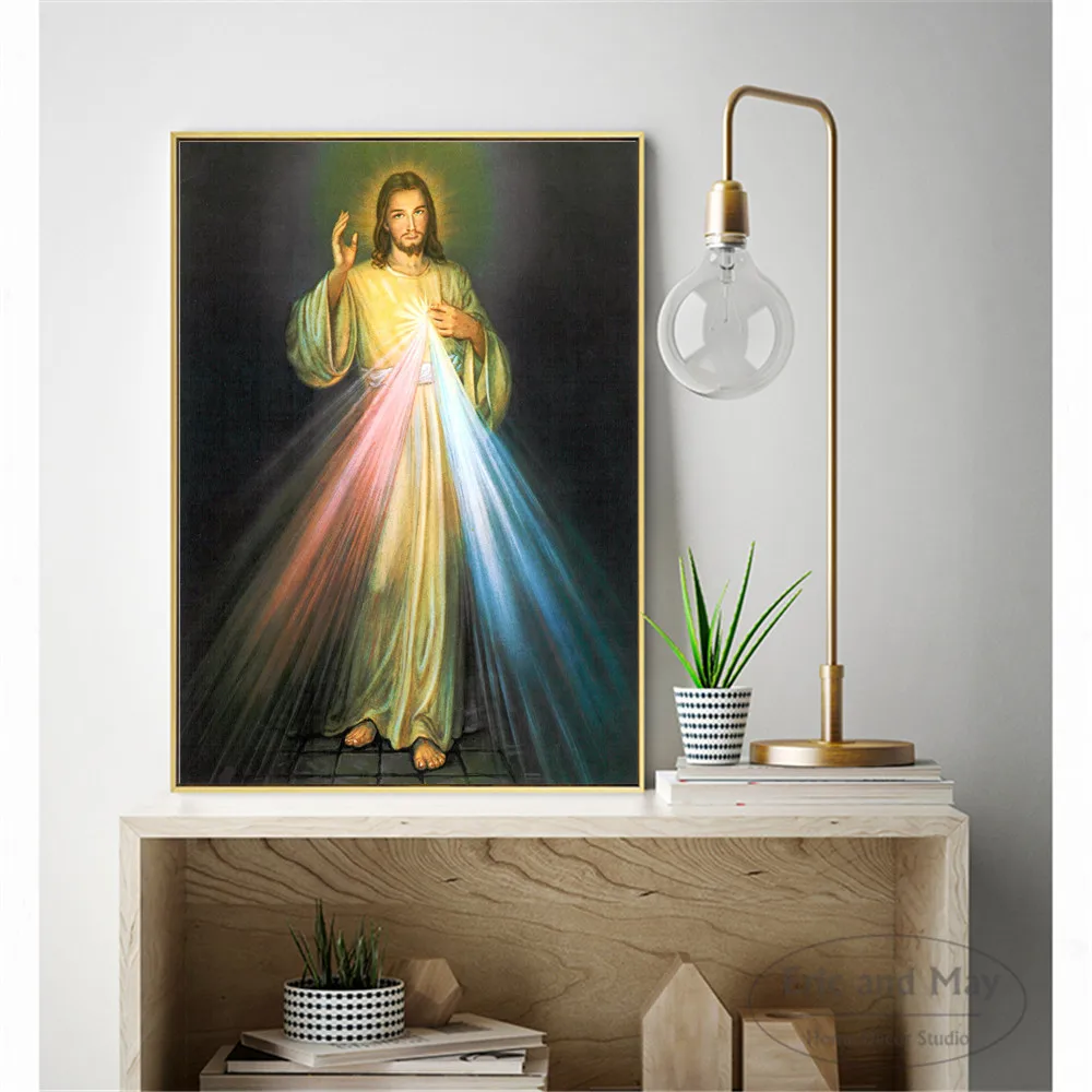 Лампа с изображением Иисуса холст для живописи Wall Art Nordic украшения дома