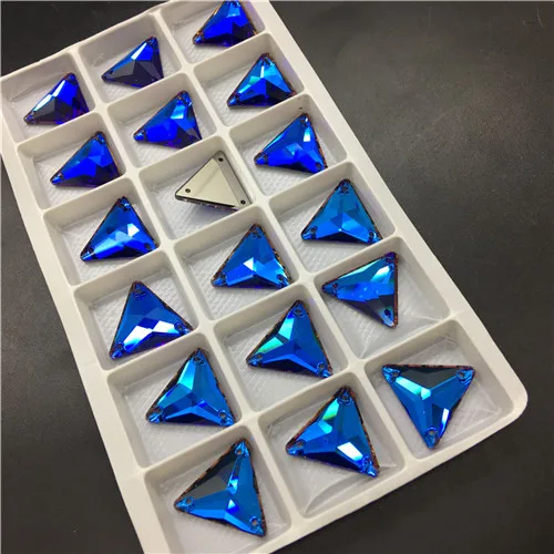 001VB Violet Blue TopStone K9 стекло кристалл 16 мм треугольник пришить Камень плоской задней части шитье бисера Ювелирных изделий смешать больше цветов - Цвет: 001VB Violet Blue