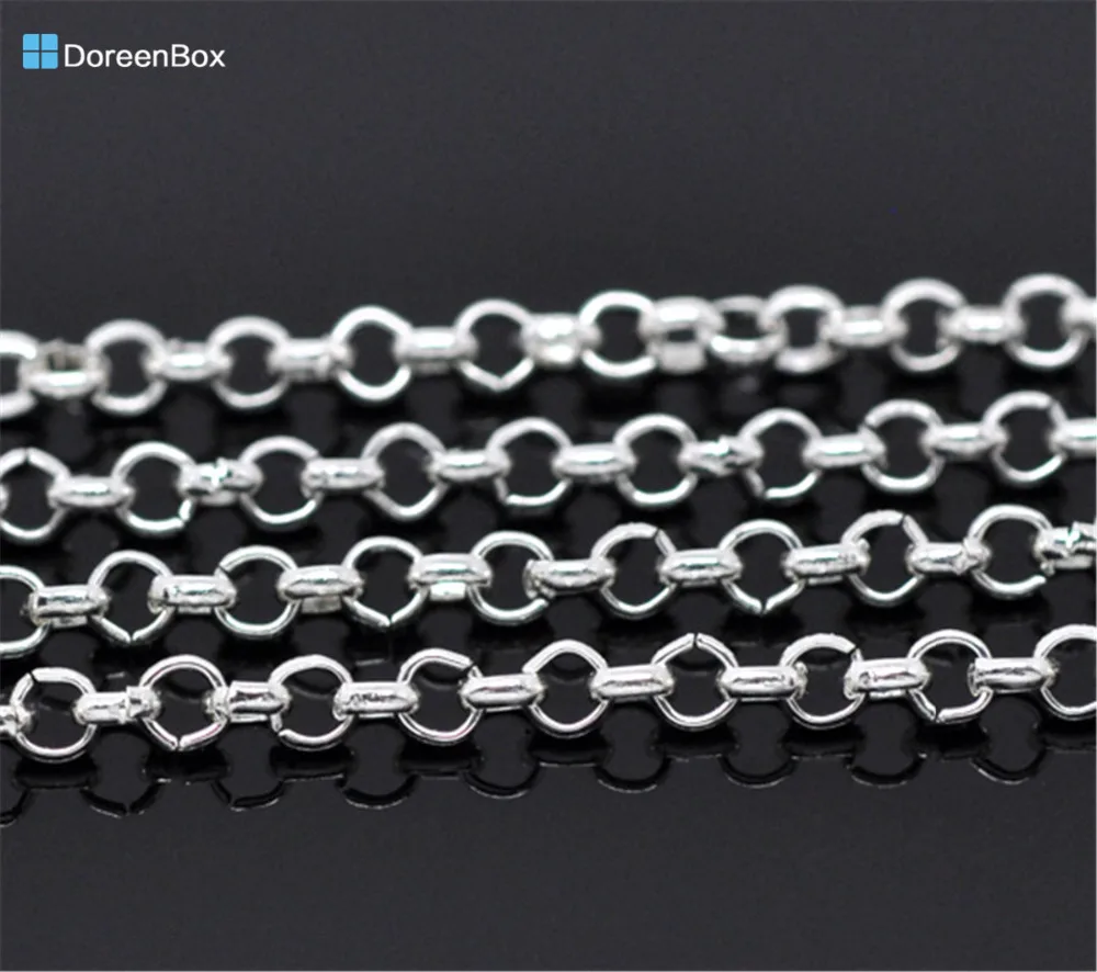 

Doreen Box Lovely 10M Серебряный цвет звено открытая цепочка 3,2x0,5 мм (B13516)