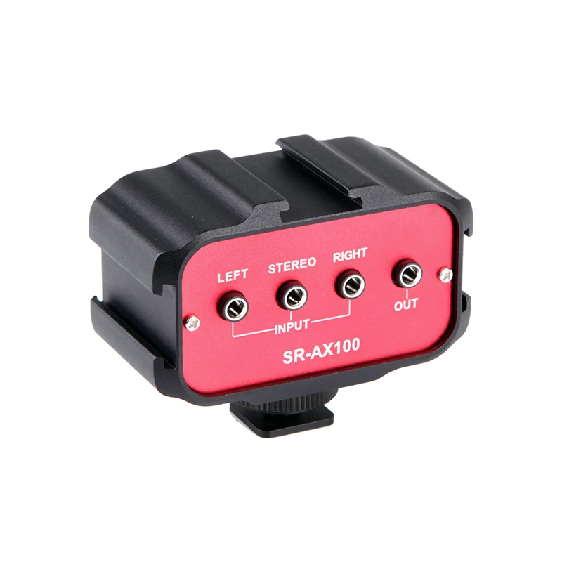 Saramonic SR-AX100 Microphone Audio Mixer &amp Cold Shoe Mounting Hub for DSLR Cameras Camcorders | Microphones
