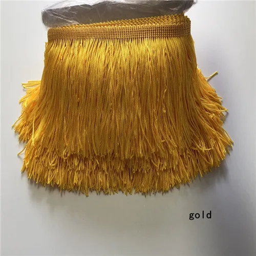 gold SASKIA 10 метров 9 см длинная кружевная отделка лента Материал кисточка бахрома отделка шитье Сделай Сам латинское платье занавеска ткань аксессуар 3,54" - Цвет: gold