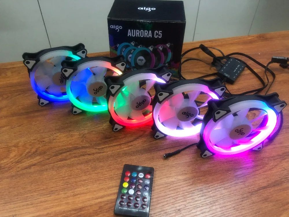 Aigo aura sync c3/c5 чехол для компьютера pc вентилятор Радиатор Вентилятор rgb Регулировка led 120 мм охладитель охлаждения тихий вентилятор беспроводной пульт дистанционного управления
